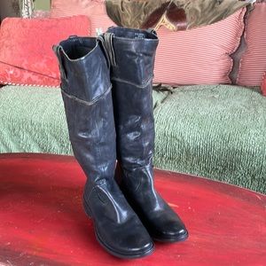 Frye tall black leather boots.